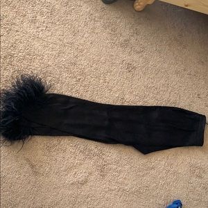 Louisa black feather trim pant.